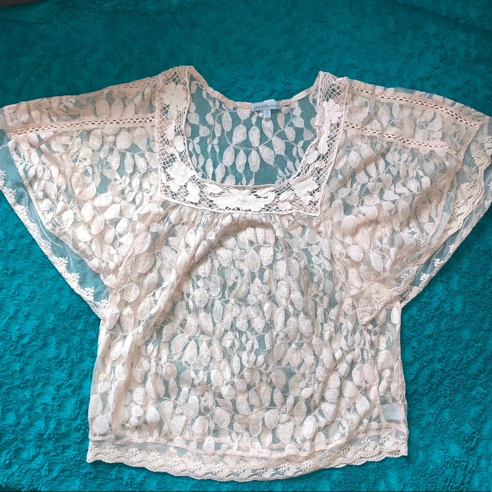 Charlotte Russe floral lace top - XS